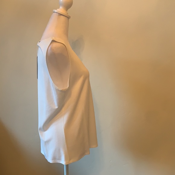 Eileen Fisher Viscose Jersey Jewel Neck Shell. NWT. Size M. White - Picture 3 of 10